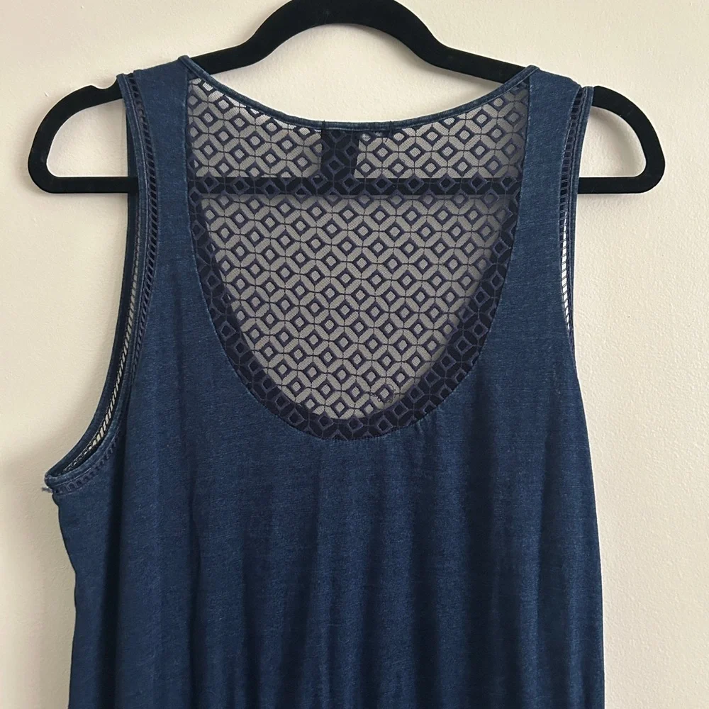 DKNY Jeans Navy Blue and Acid Washed Maxi Dress - Picture 6 of 9